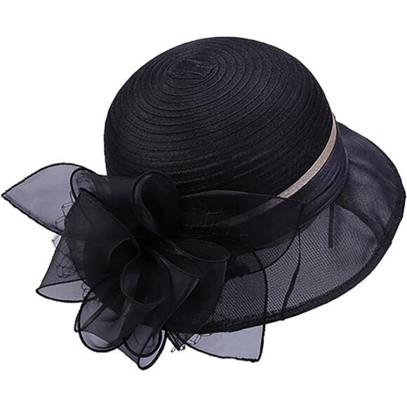 Organza Fascinator Tea-Party Derby-Hats Black main image 5